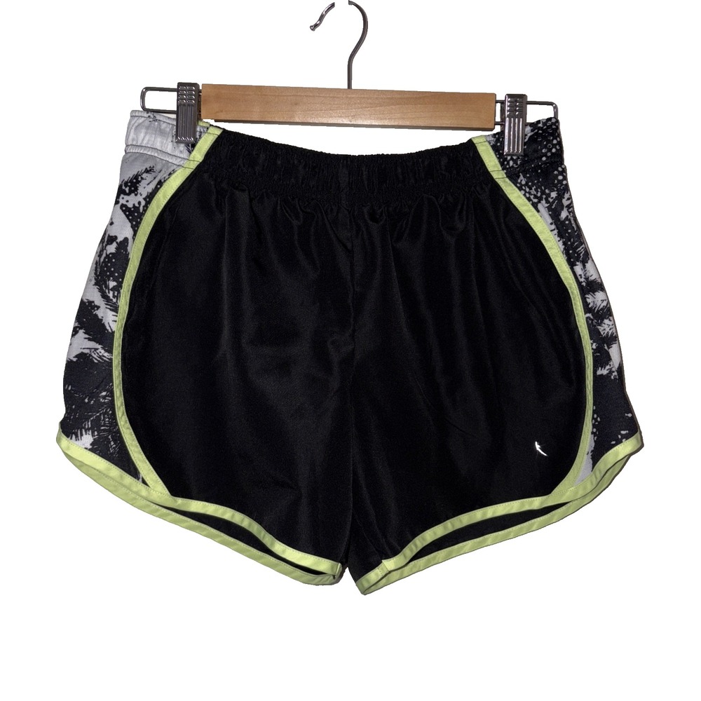 Danskin Now Running Shorts Women's Size S (4-6) Black Marble with Green Trim